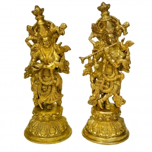 Radha Krishna Statue Couple Statue God of Lovers Anniversary Gift Mandir Temple Gifts for Mother Handmade Radha Krishna Metal Murti