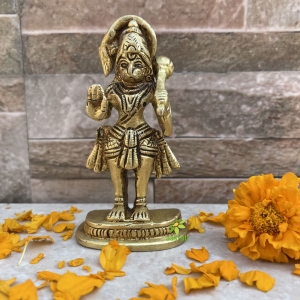 Small Hanuman Statue 4 Inch Ideal for Home/Office: Religious Idol with Hand Engraving