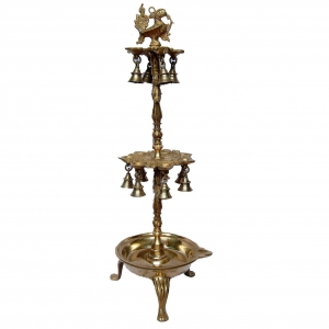 Oil lamp stand with Bird statue on top - deepak stand for all events