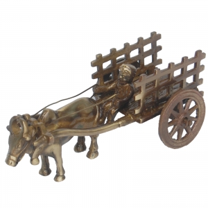 Beautiful Brass Made Bull Cart Statue