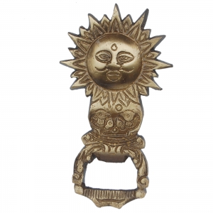 Aakrati - Bottle Opener Brass Hand Crafted Sun Shaped God | Indian Religious Idol | Sun God Shaped | Unique Bar Accessories | Theme Opener